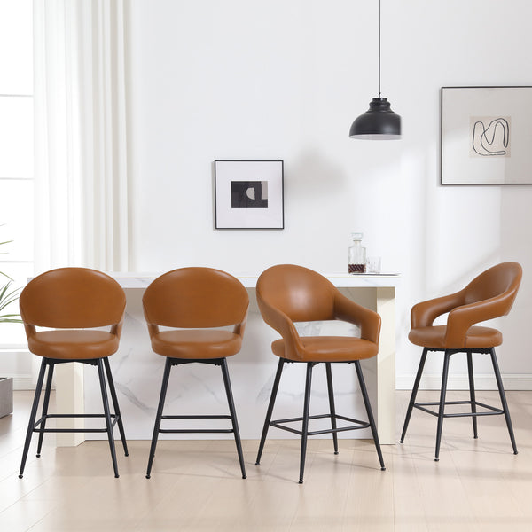 Caladoc Swivel Counter Stool in Brown Rebo Leather