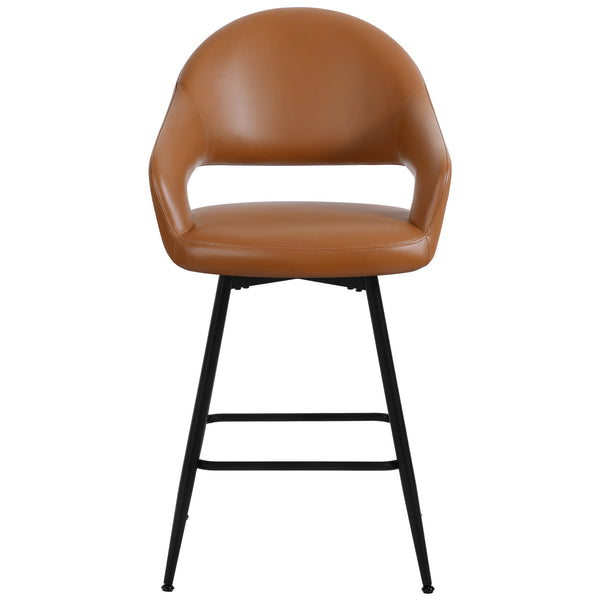 Caladoc Swivel Counter Stool in Brown Rebo Leather