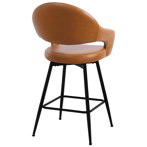 Caladoc Swivel Counter Stool in Brown Rebo Leather