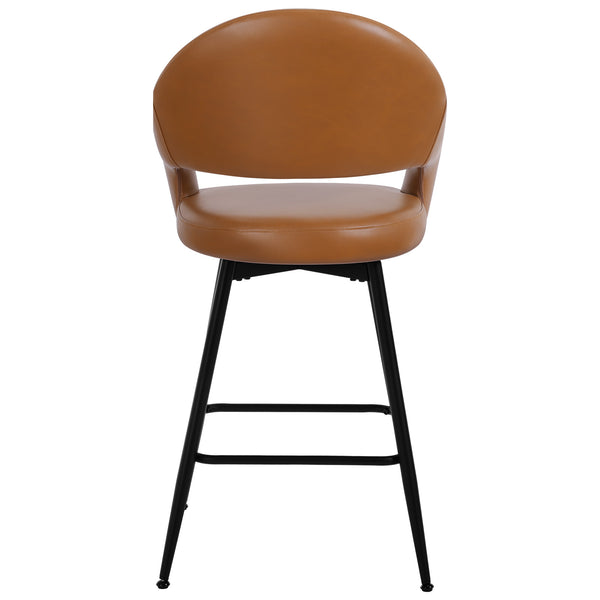 Caladoc Swivel Counter Stool in Brown Rebo Leather