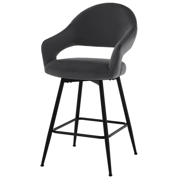 Caladoc Swivel Counter Stool in Gray Naia Velvet