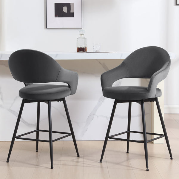 Caladoc Swivel Counter Stool in Gray Naia Velvet