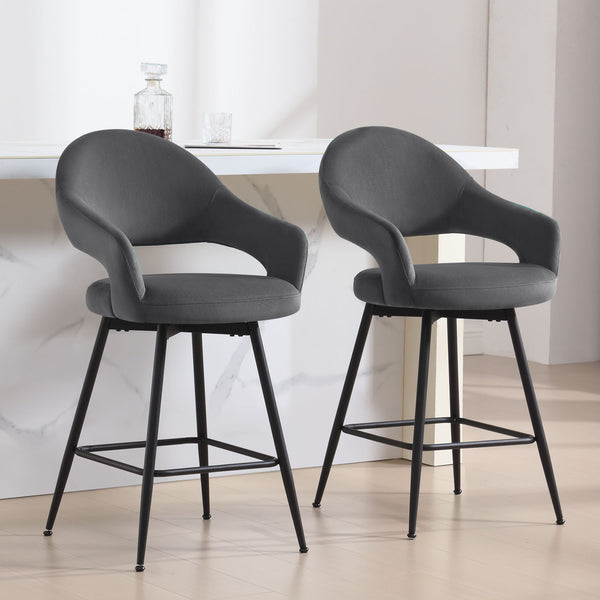 Caladoc Swivel Counter Stool in Gray Naia Velvet