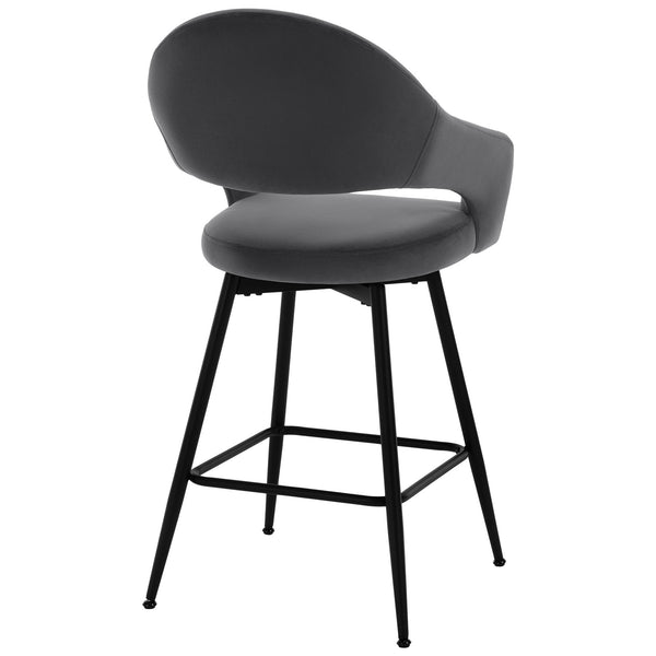 Caladoc Swivel Counter Stool in Gray Naia Velvet