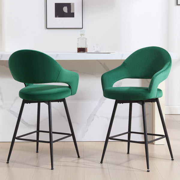 Caladoc Swivel Counter Stool in Green Naia Velvet