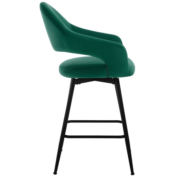Caladoc Swivel Counter Stool in Green Naia Velvet