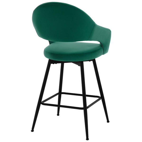 Caladoc Swivel Counter Stool in Green Naia Velvet