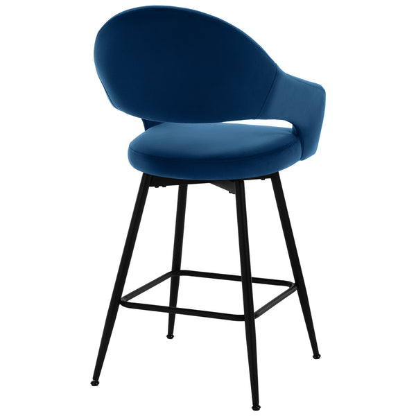 Caladoc Swivel Counter Stool in Ink Naia Velvet