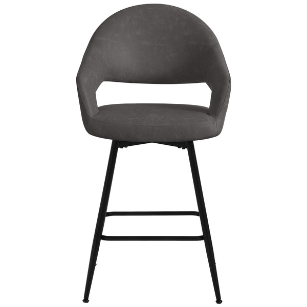 Caladoc Swivel Counter Stool in Smoke Dely Leather