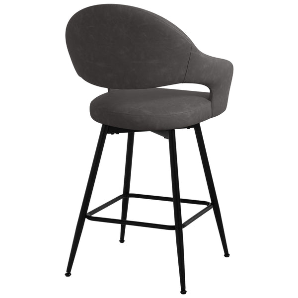 Caladoc Swivel Counter Stool in Smoke Dely Leather