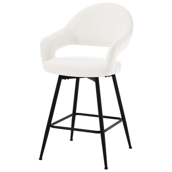 Caladoc Swivel Counter Stool in White Naia Velvet
