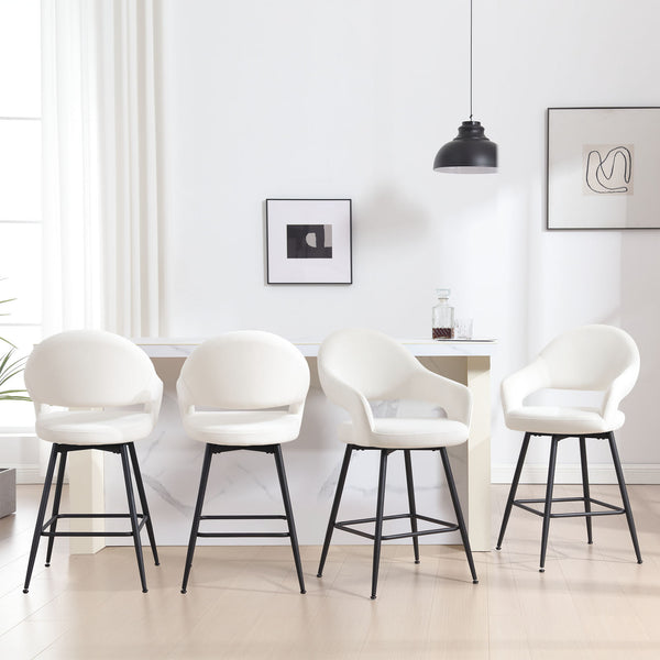 Caladoc Swivel Counter Stool in White Naia Velvet