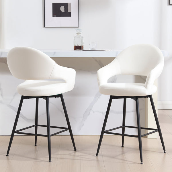 Caladoc Swivel Counter Stool in White Naia Velvet