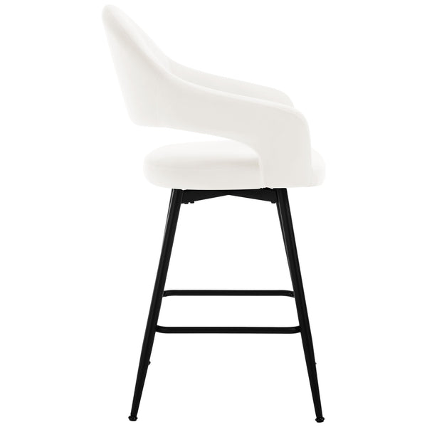 Caladoc Swivel Counter Stool in White Naia Velvet