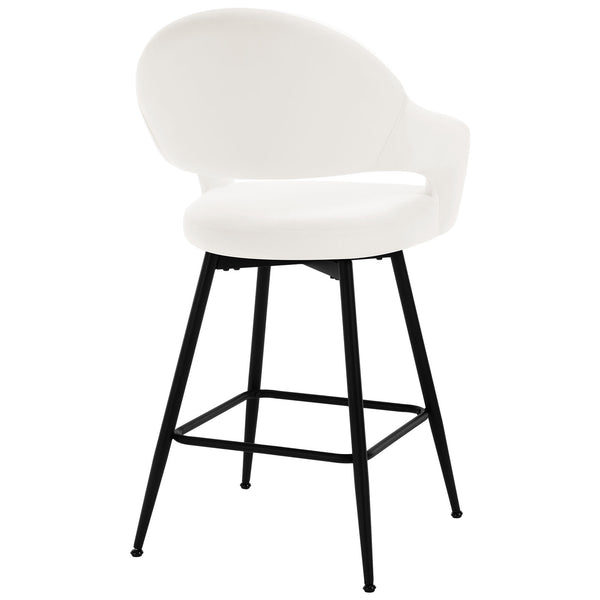 Caladoc Swivel Counter Stool in White Naia Velvet