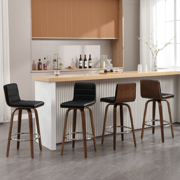 Calitor Bar Stool in Black Hron Leather, Bar Height