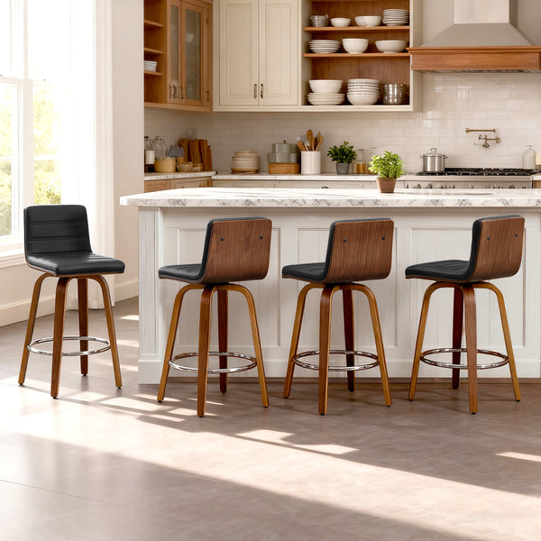 Calitor Bar Stool in Black Hron Leather, Counter Height