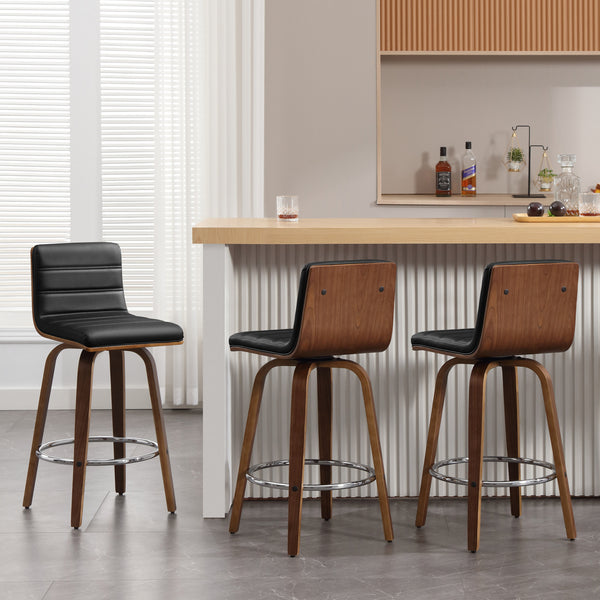 Calitor Bar Stool in Black Hron Leather, Counter Height