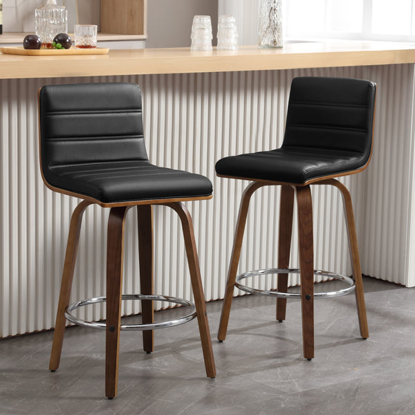 Calitor Bar Stool in Black Hron Leather, Counter Height