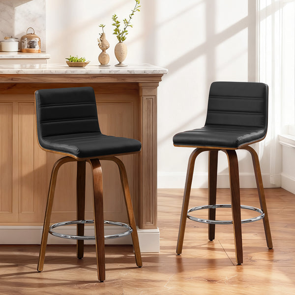 Calitor Bar Stool in Black Hron Leather, Counter Height