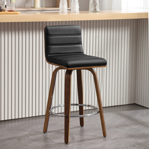 Calitor Bar Stool in Black Hron Leather, Counter Height