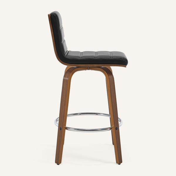Calitor Bar Stool in Black Hron Leather, Counter Height