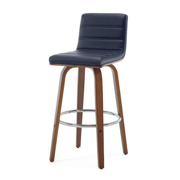 Calitor Bar Stool in Blue Rebo Leather, Bar Height
