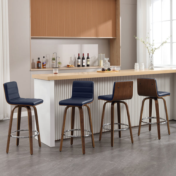 Calitor Bar Stool in Blue Rebo Leather, Bar Height