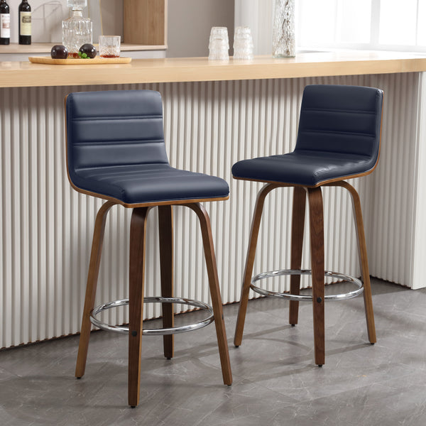 Calitor Bar Stool in Blue Rebo Leather, Bar Height