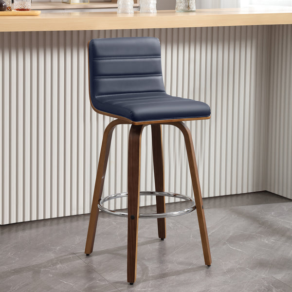 Calitor Bar Stool in Blue Rebo Leather, Bar Height