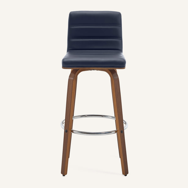 Calitor Bar Stool in Blue Rebo Leather, Bar Height