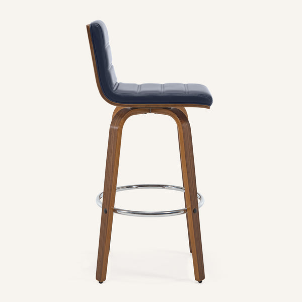 Calitor Bar Stool in Blue Rebo Leather, Bar Height
