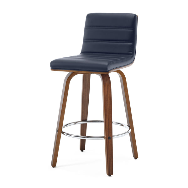 Calitor Bar Stool in Blue Rebo Leather, Counter Height