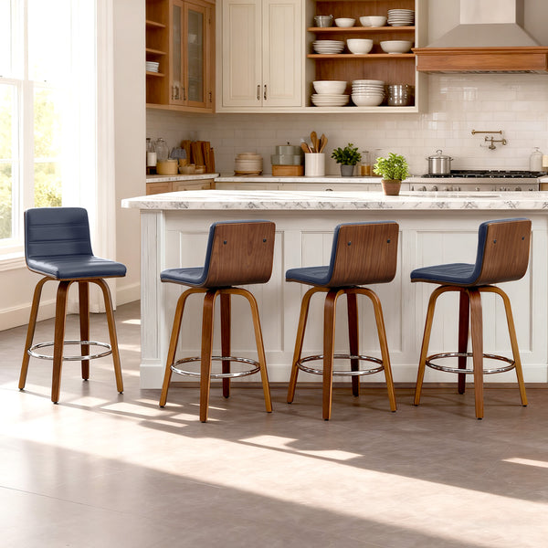 Calitor Bar Stool in Blue Rebo Leather, Counter Height