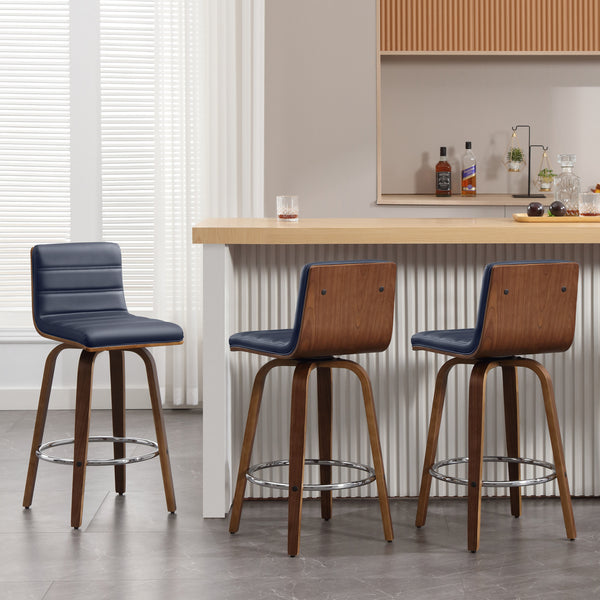 Calitor Bar Stool in Blue Rebo Leather, Counter Height