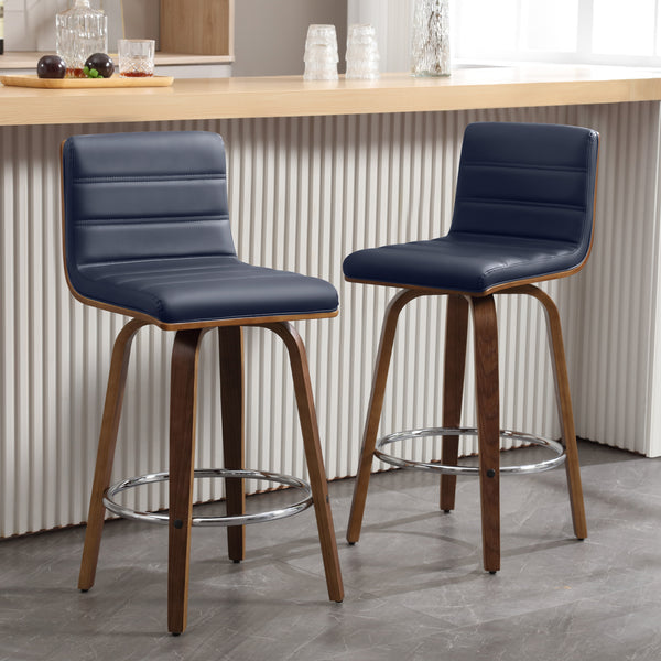 Calitor Bar Stool in Blue Rebo Leather, Counter Height