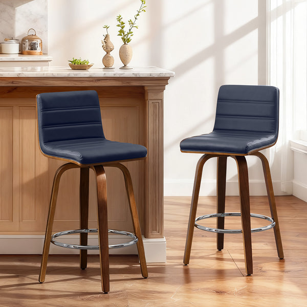 Calitor Bar Stool in Blue Rebo Leather, Counter Height