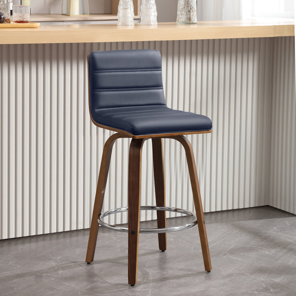 Calitor Bar Stool in Blue Rebo Leather, Counter Height