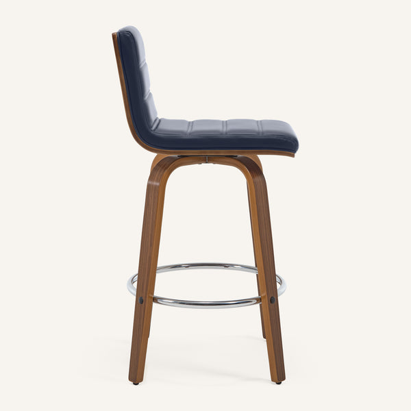 Calitor Bar Stool in Blue Rebo Leather, Counter Height