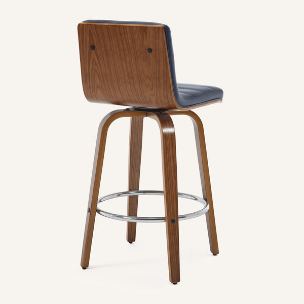 Calitor Bar Stool in Blue Rebo Leather, Counter Height