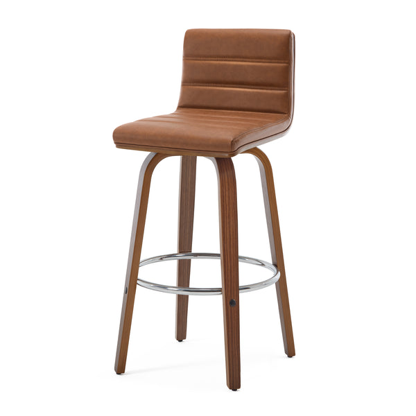 Calitor Bar Stool in Brown Hans Leather, Bar Height