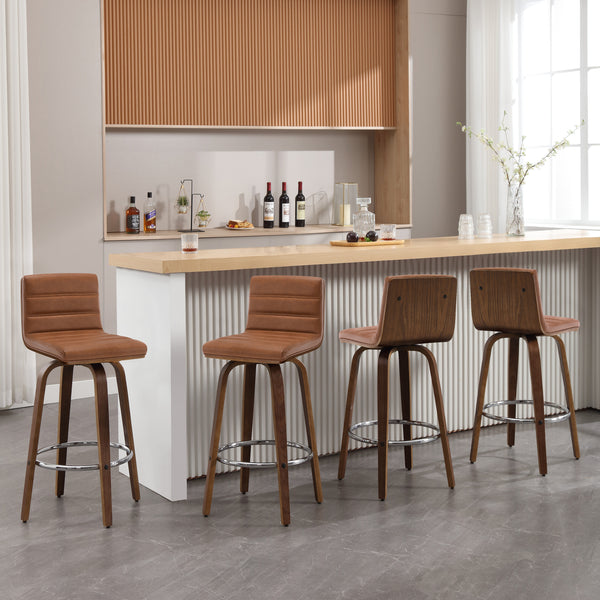 Calitor Bar Stool in Brown Hans Leather, Bar Height