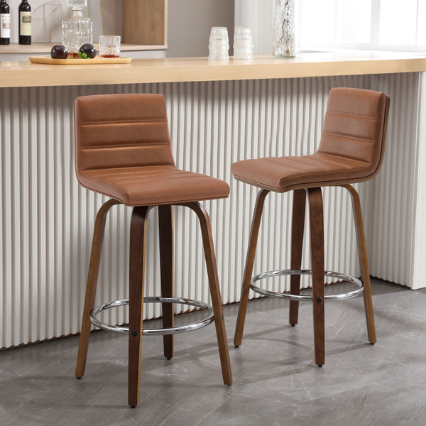 Calitor Bar Stool in Brown Hans Leather, Bar Height