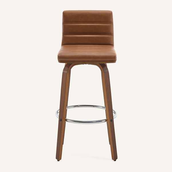 Calitor Bar Stool in Brown Hans Leather, Bar Height