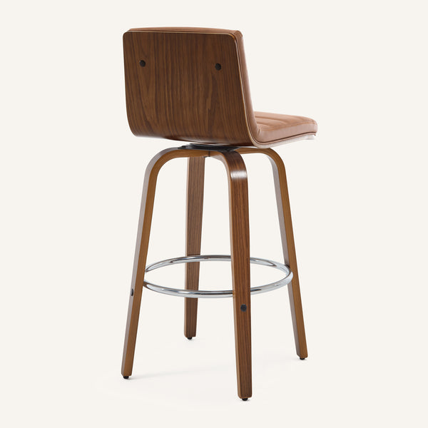 Calitor Bar Stool in Brown Hans Leather, Bar Height