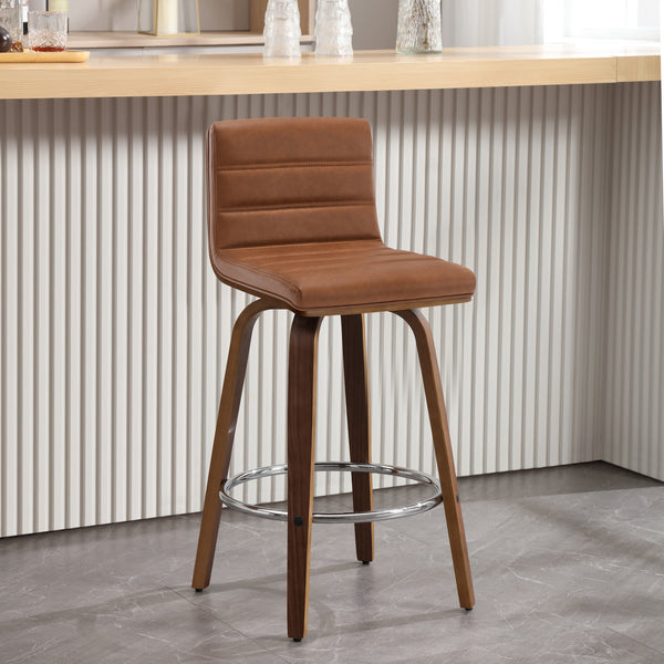 Calitor Bar Stool in Brown Hans Leather, Counter Height