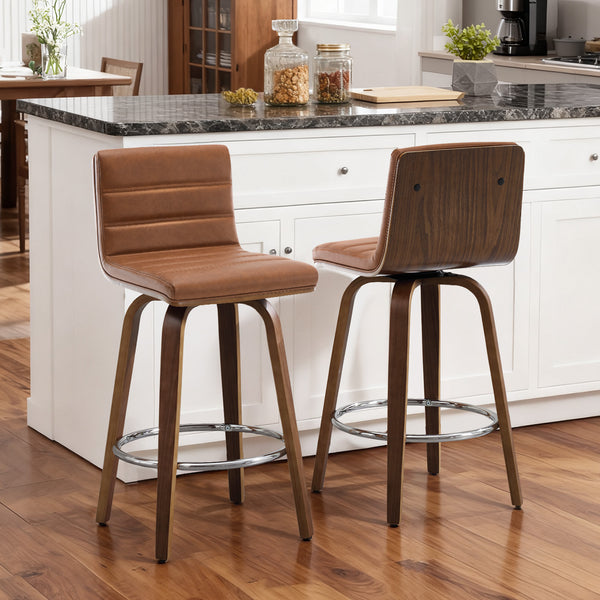 Calitor Bar Stool in Brown Hans Leather, Counter Height