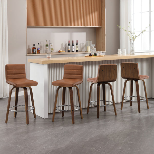 Calitor Bar Stool in Brown Hans Leather, Counter Height