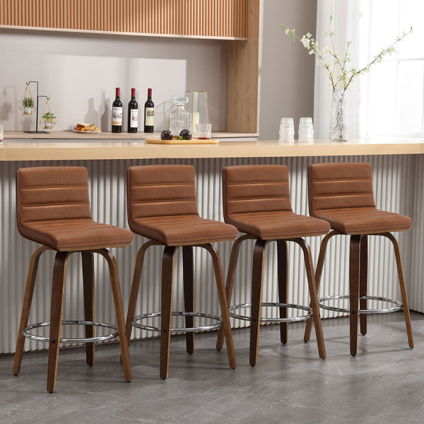 Calitor Bar Stool in Brown Hans Leather, Counter Height