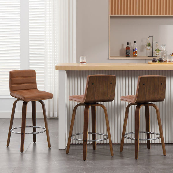 Calitor Bar Stool in Brown Hans Leather, Counter Height